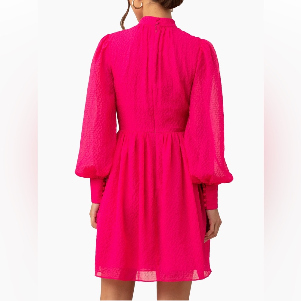 $328 Trina Turk Bloom Mockneck Minidress Radio City Rose Flowy A-line Sz 12 - Picture 3 of 16